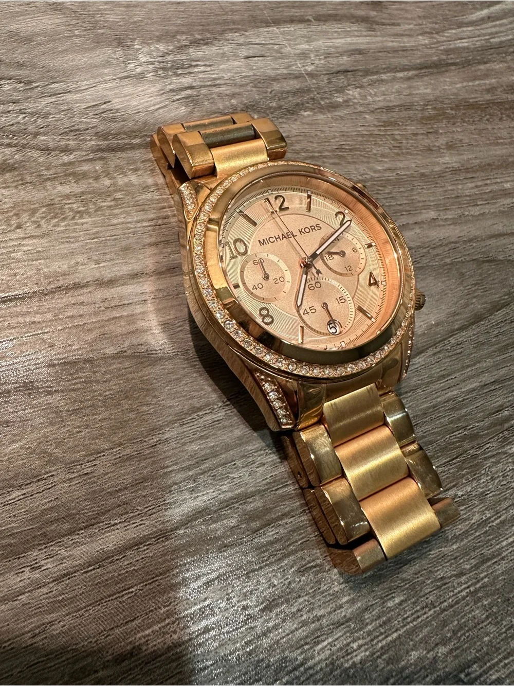 Michael Kors Gold-Tone Crystal Accent Chronograph Watch